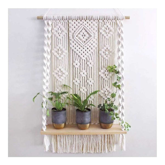 Macrame Wood Wall Shelf