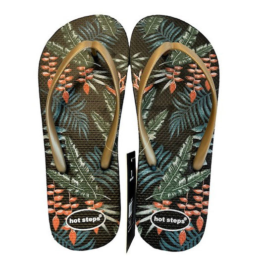 Printed embossed summer flip flops Tropical
