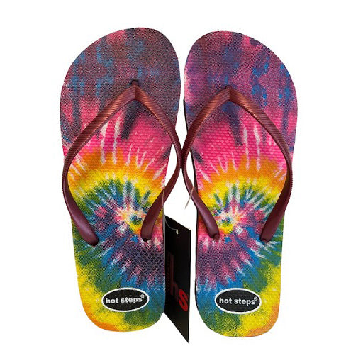 Printed embossed summer flip flops Tye Dyed