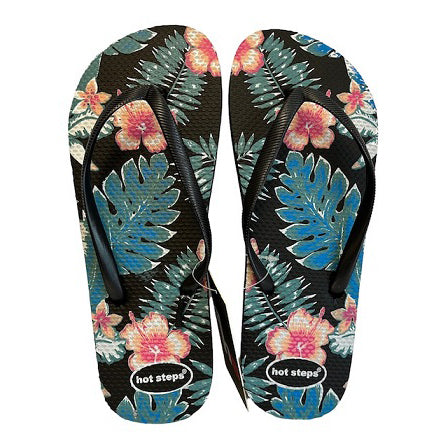Printed embossed summer flip flops Tropical with Flower